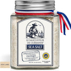 Le Saliculteur de Guerande, Sel Fin, 16oz Unrefined FINE Grey Sea Salt, French Organic Mineral Salt with Glass Jar, PGI-Certified