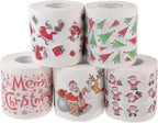 Healeved 5 Rolls Christmas Napkins - Printed Santa Claus Designs - Disposable Paper Towels for Bathroom