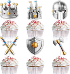 18pcs Medieval Cupcake Toppers Set Happy Birthday Armor, Castle Dessert Decoration, Medieval Renaissance Party, Boy and Girl Birthday Party, or Baby Shower Decoration, Birthday Gifts for Kids. LIANGSS
