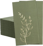 Olive Green Napkins 2- Ply Disposable Dinner Paper Napkin 100 Pcs Gold Foil Leaves Cocktail Napkins for Christmas Dinner Picnic Birthday Wedding Party