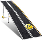 Wheelchair Ramp 12 Feet - Aluminum Long Portable Ramp - Loading Capacity 600 lbs - Portable 12 Foot Wheelchair Ramp with 2 Extra Support Leg