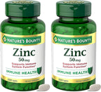 Nature’s Bounty Zinc 50mg,Immune Support & Antioxidant Supplement,Promotes Skin Health,1 Caplet Per Day,Gluten Free,250 Vegetarian Caplets,(Pack of 2)
