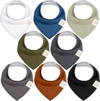 KeaBabies 8-Pack Organic Baby Bandana Bibs for Boys, Girls - Super Absorbent Triangle Baby Bibs for Drooling and Teething Infant, 100% Cotton Extra Soft for Newborn, Infant 0-36 Months (Basics)