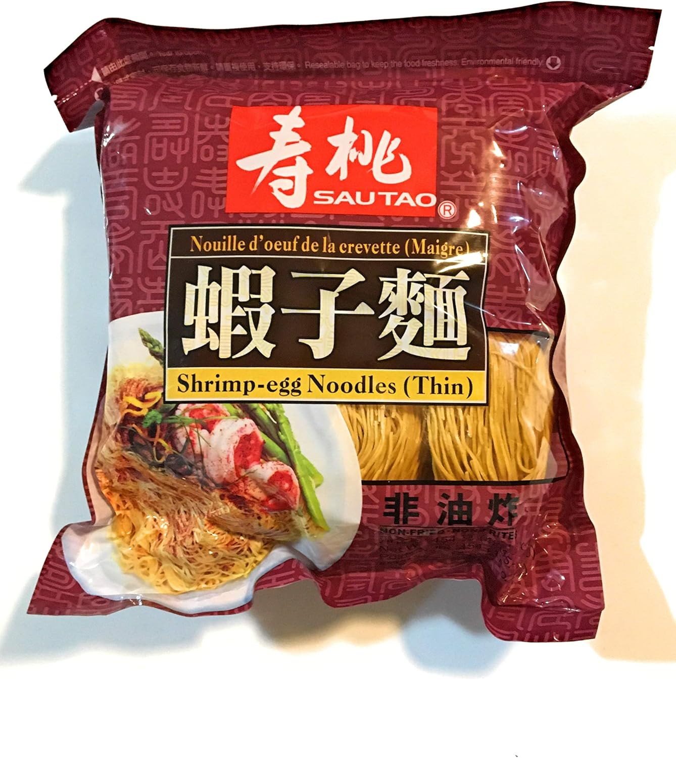 Sautao Shrimp-Egg Noodles(Thin) 16 Oz-2 Pack