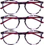 OPULIZE MET Blue Light Blocking Reading Glasses for Women Men, Slim Round Frame with Scratch Resistant and Spring Hinges, Computer Glasses with Anti-Reflective, Purple +1.5 (Pack of 3)