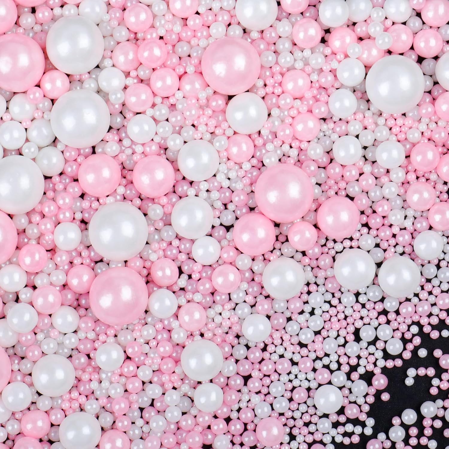 Pink and White Pearl Sprinkles for Cake Decorating, 130g/4.6oz Edible Valentines Sprinkles Mix, Sugar Candy Pearls for Baking, Cookie Decorations and Cupcake Toppings, Wedding Shower Party Supplies