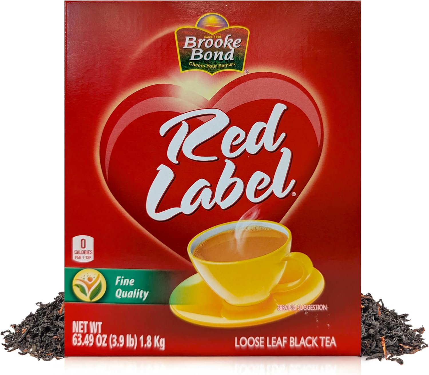 Brooke Bond Red Label | Loose Tea | Premium Quality | Indian Black Tea | Authentic Indian Chai Blend | Suitable for Milk Chai | Refreshing Flavor | 1800 Grams (Pack of 1)