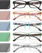 JOLISU Reading Glasses for Women Men - 5 Pack Ladies Fashion Readers Computer Eyeglasses W/Spring Hinge - Blue Light Blocking Reading Glasses Anti Eyestrain 0.5