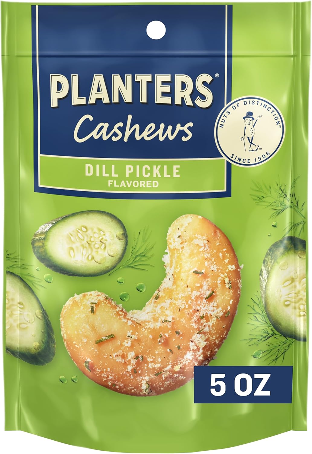 PLANTERS Cashews Dill Pickle - Trail Mix Snack Packs - Snacks with Dill Pickle, Snack Pack, Party Trail Mix, 5 Oz Bag, Pack of 1