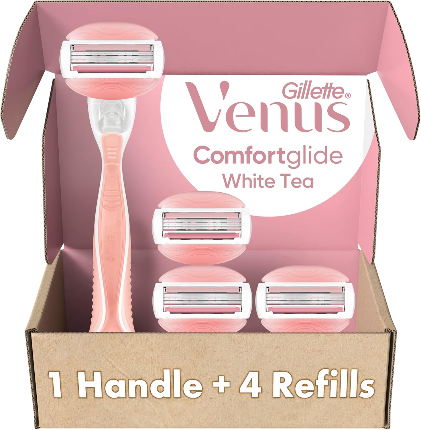 Gillette Venus ComfortGlide White Tea Women's Razor 1 Handle + 4 Blade Refills