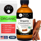 Organic Cinnamon Extract for Baking, Ice Cream, Drinks, and Candy - 2 oz - Water-Soluble - By Harvest Moon Delights - Pure Cinnamon Extract, Cinnamon Flavoring, Cinnamon Flavor
