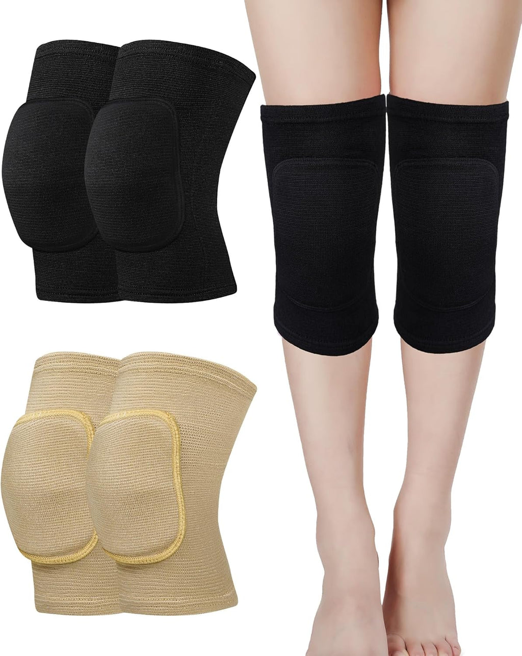 Eurzom 2 Pairs Dance Knee Pads for Women Girls Elastic Breathable Protective Non Slip Knee Pads for Dancer Cheerleading Pole Floor Dance Yoga Volleyball Sports