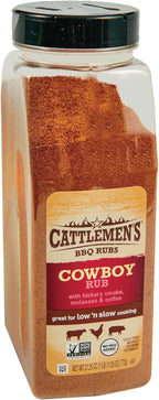Cattlemen's Cowboy Rub, 27.25 oz - One 27.25 Ounce Container of Cowboy BBQ Rub with Hickory Smoke, Molasses and Coffee Flavor, Perfect for Brisket, Chicken or Beef