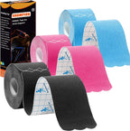 Kinesiology Tape Precut Strips Pro Athletic (3 Rolls,60 Strips) Original Cotton Waterproof Breathable Latex Free Tape for Muscle Pain Relief and Joint Support Elastic Sports Activities Tapes (Mix)