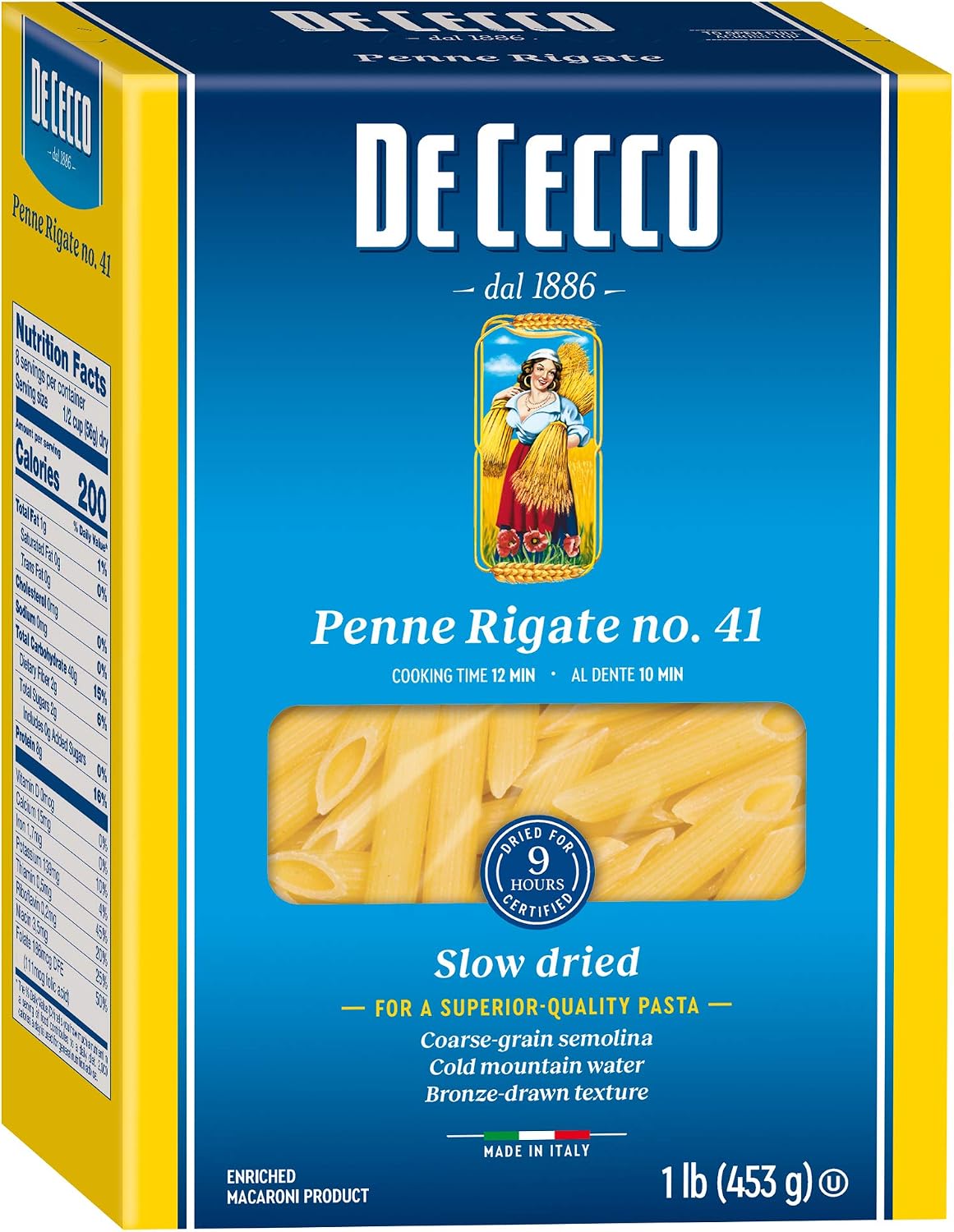 De Cecco Semolina Pasta, Penne Rigate No.41, 1 lb (Pack of 6)