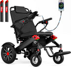 Electric Wheelchairs for Adults Foldable Motorized for Seniors, 20.3" Widened Space, 500W Power,24 Miles Range, Max Up 350LBS& LED Light&Dual Battery Slots, Airline Approval（2-Batteries Version）