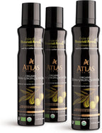 Olive Oil Spray by Atlas, Dual Function Olive Oil Cooking Spray and Stream, 5.4 fl oz, 3 Pack, Extra Virgin, Non Stick, Cold Pressed, Polyphenol Rich, Organic Moroccan EVOO, Hydroxytyrosol, Keto