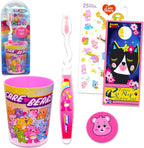 Care Bears Kids Toothbrush and Cup Kit - Official, Multicolor, Manual Toothbrush, Cup, Stickers, Cat Door Hanger, Ages 3+