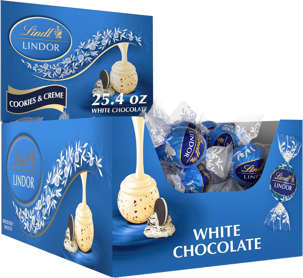 Lindt LINDOR Cookies and Creme White Chocolate Candy Truffles with Smooth, Melting Truffle Center, 25.4 oz., 60 Count