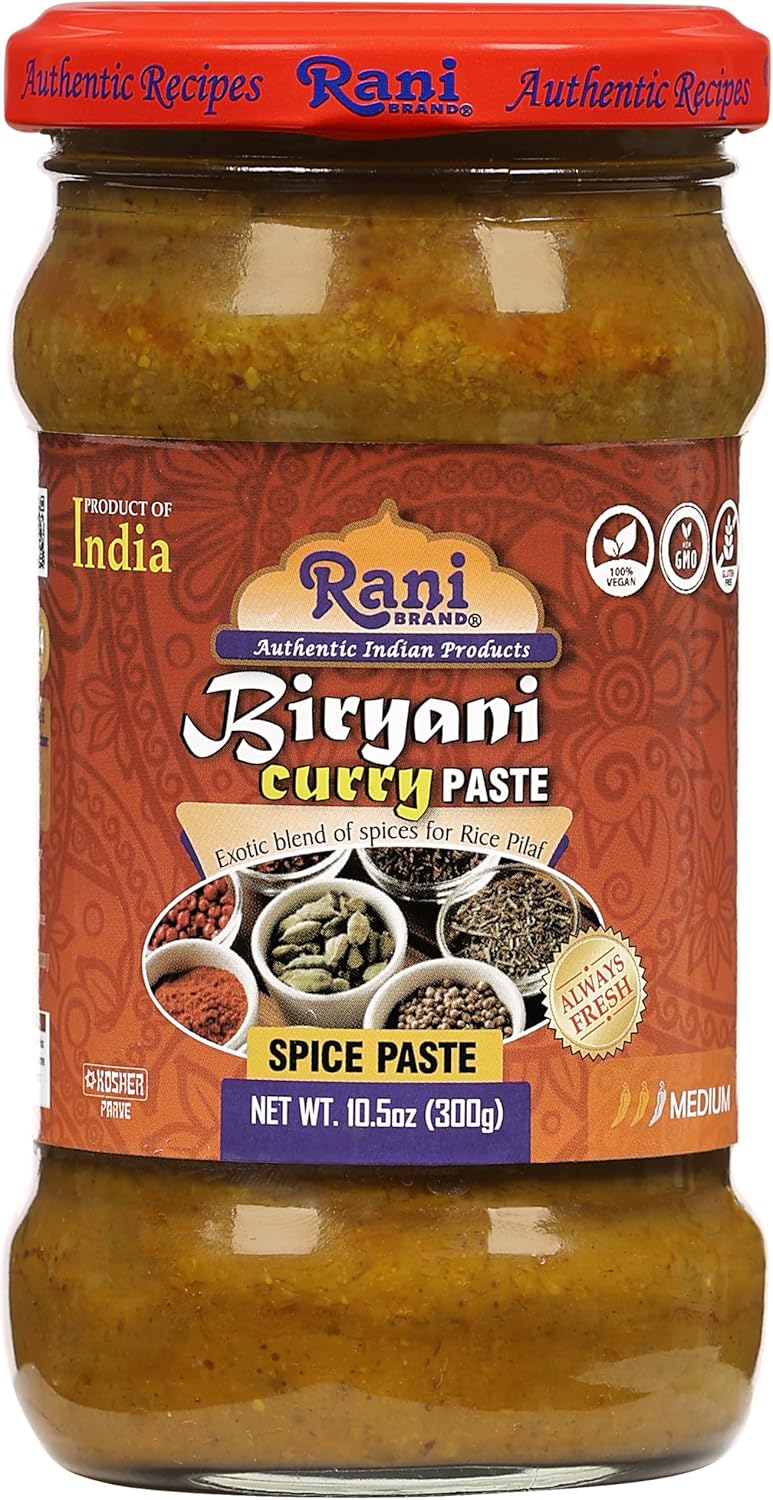 Rani Biryani Masala Curry Paste (Cooking Spice Paste for Indian Rice Dishes, Pullao/Pilau) 10.5oz (300g) Glass Jar ~ All Natural | Vegan | No Colors | Gluten Free | NON-GMO | Kosher | Indian Origin