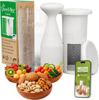 Vegan Milker by Chufamix, kitchen tool to make Plant Milks (soy, rice, oats & nut milk maker) or Coffee (from whole beans). Made in Europe. Recipe E-Book