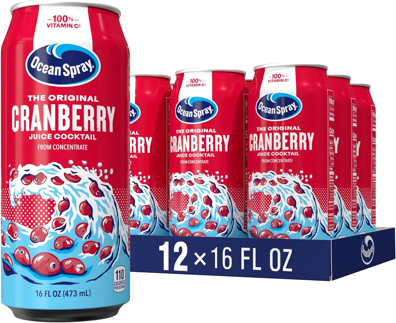 Ocean Spray® Cranberry Juice Cocktail Juice Drink, 16oz can (12 Pack)