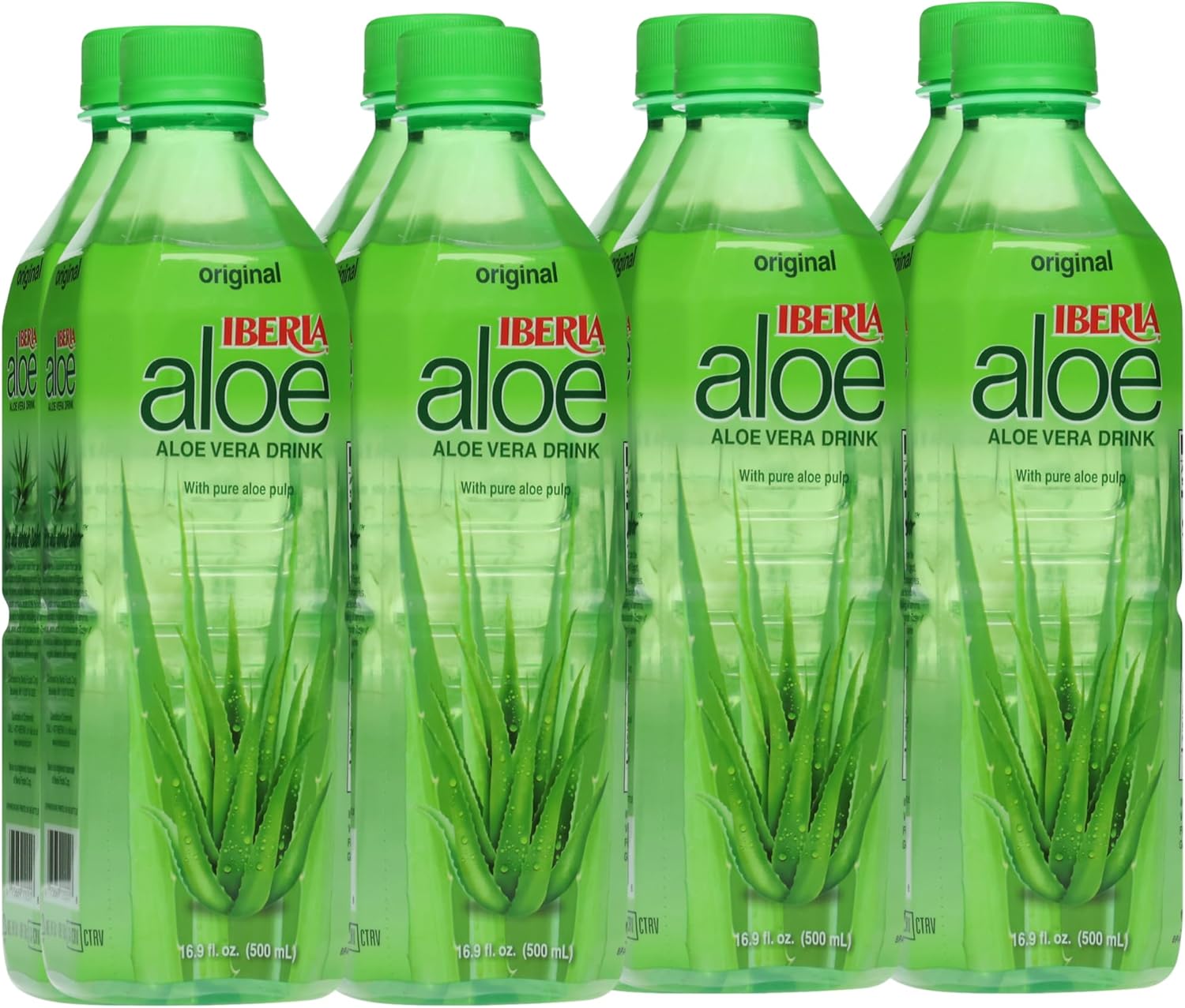 Iberia Aloe Vera Juice Drink with Pure Aloe Pulp, Original,16.9 Fl Oz (Pack of 8)