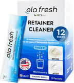 TCS Fresh Retainer Cleaner – Powder Solution for Denture, Aligner, Nightguard, Mouthguard & Retainer – Mint Essence Flavor, 12 Packets (3 Month Supply)