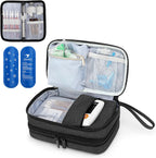 LUXJA Insulin Travel Case with 2 Ice Packs, Double Layer Diabetes Travel Case for Glucose Meter and Other Diabetic Supplies, Black