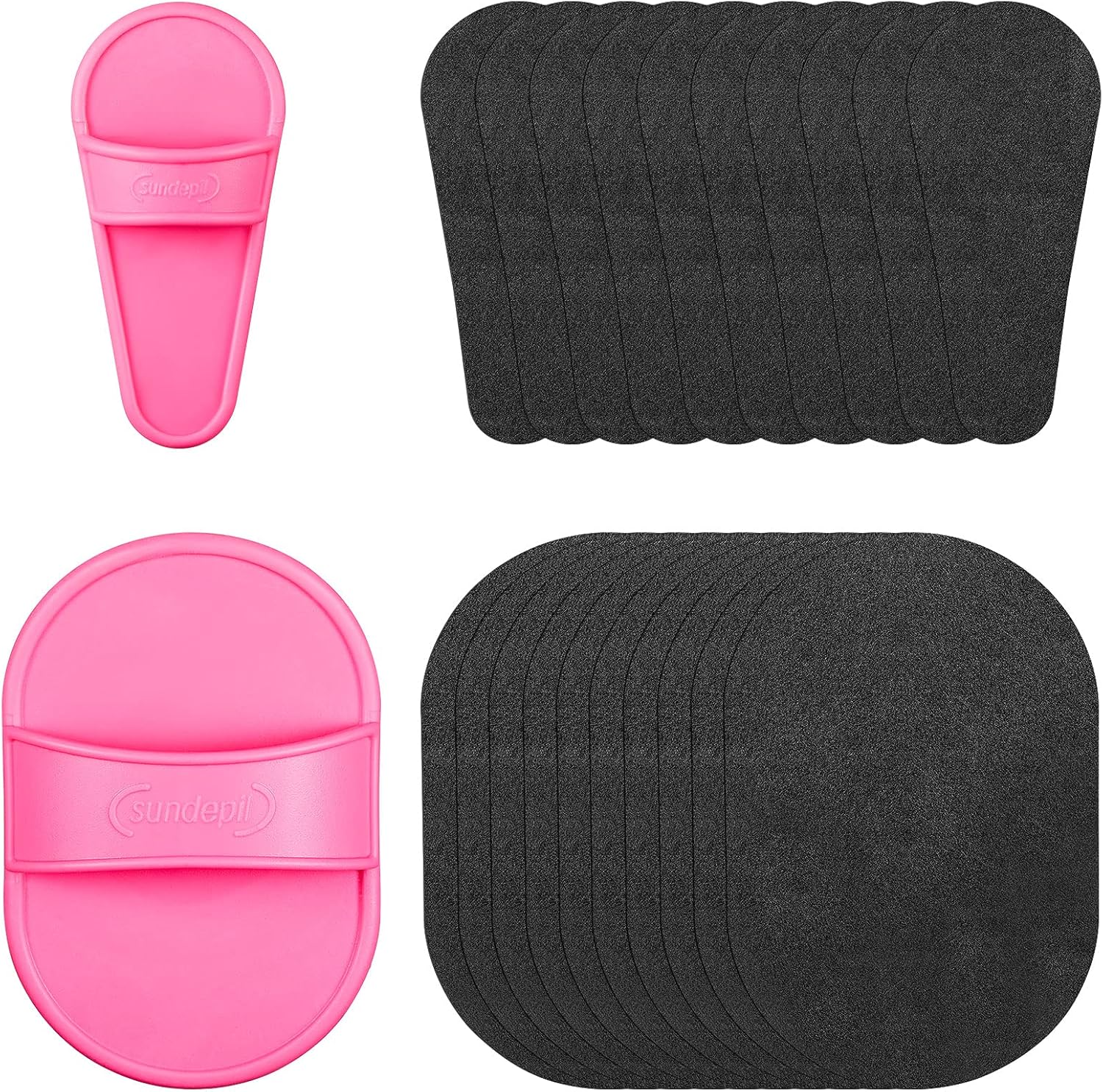 102 Piece Smooth Away Exfoliation Kit for Women and Girls - Smooth Legs and Facial Hair Removal Pads in 2 Sizes, 100 Pieces Fine Black Sandpaper for Lips and Skin