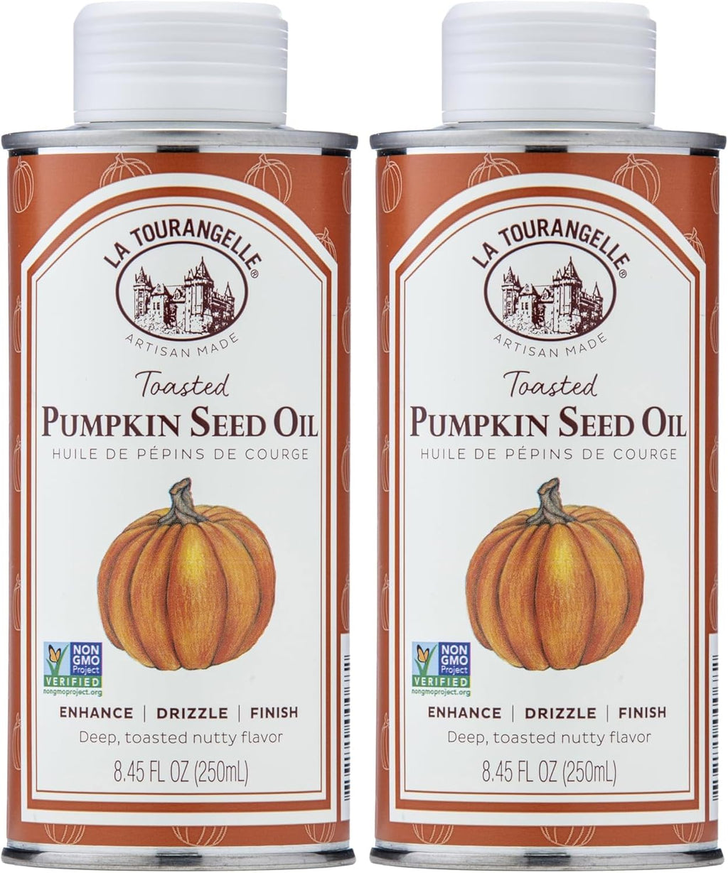 La Tourangelle, Toasted Pumpkin Seed Oil, Great for Cooking, Salad Dressings, Pastas, and Spreads - Health and Beauty Oil, 8.45 fl oz (Pack of 2)