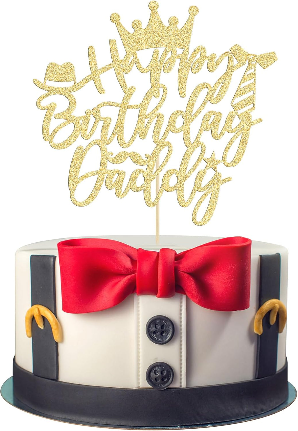 Gyufise 1PC Happy Birthday Daddy Cake Topper Gold Glitter Best Dad Father's Day Cake Pick for Dad Birthday Father's Day Party Cake Decorations Supplies