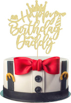 Gyufise 1PC Happy Birthday Daddy Cake Topper Gold Glitter Best Dad Father's Day Cake Pick for Dad Birthday Father's Day Party Cake Decorations Supplies