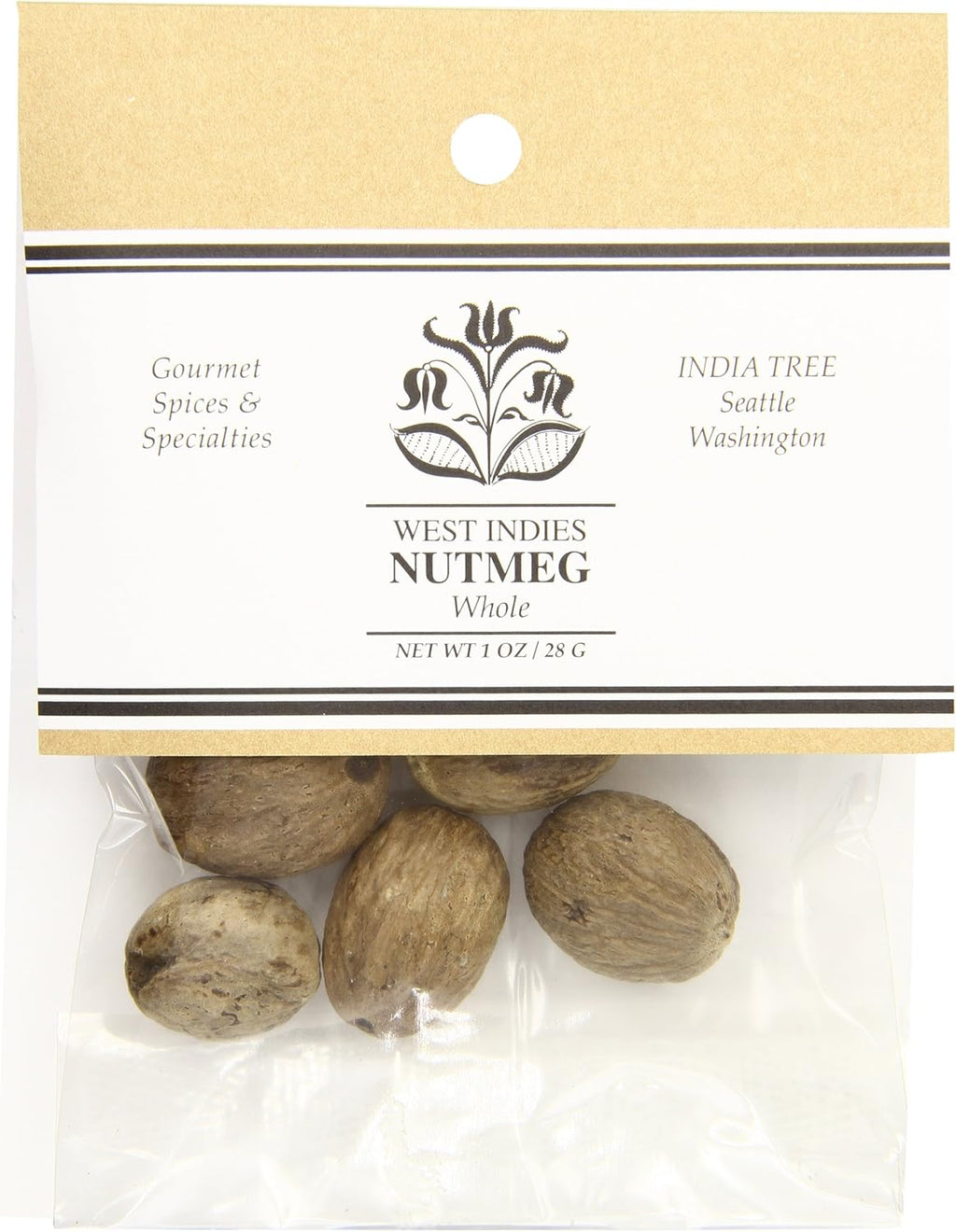 India Tree Nutmeg, Whole, 1 Ounce