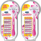 Schick Quattro For Women, Women's Razor Pack with 1 Handle and 5 Refills (Pack of 2)