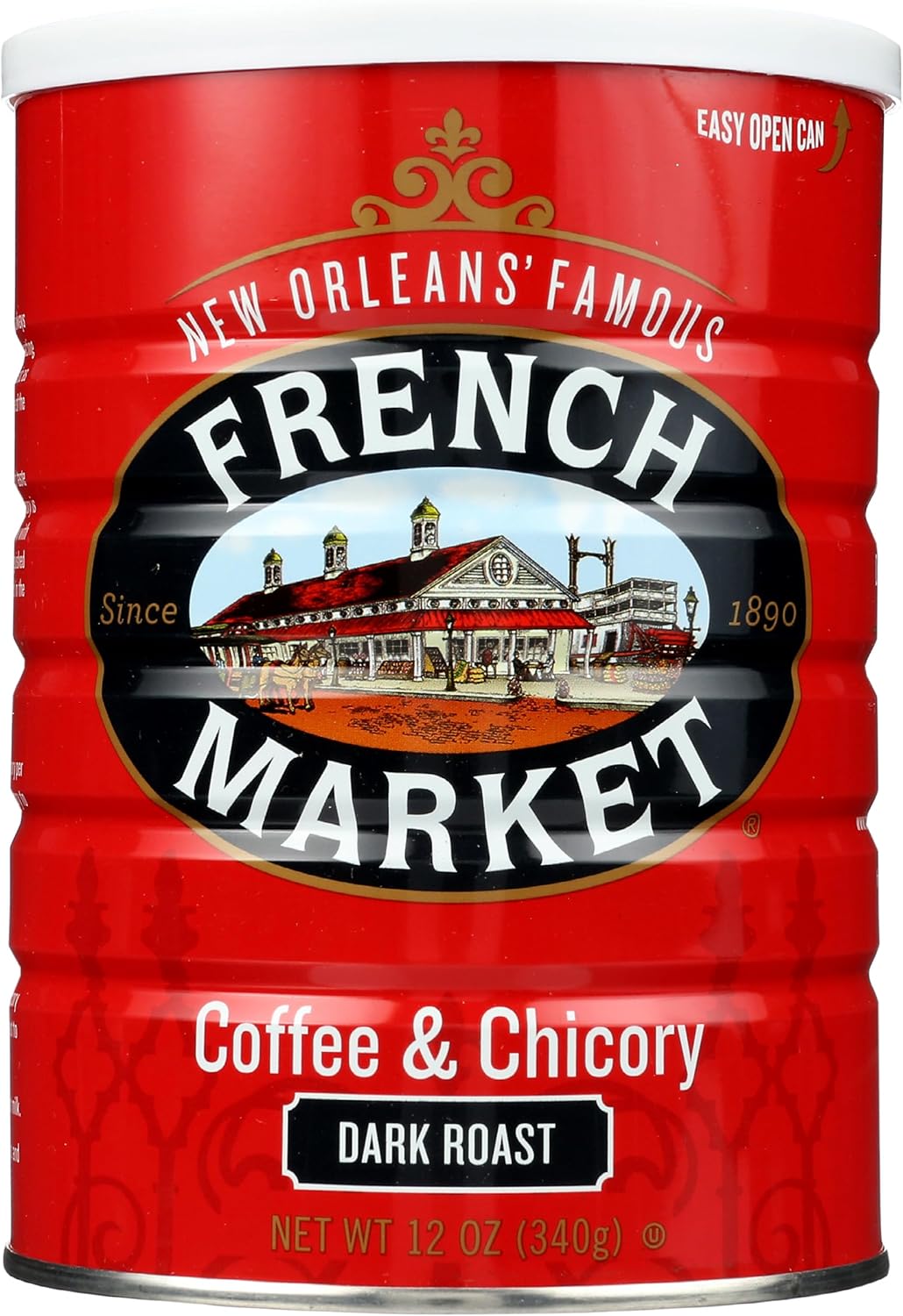 French Market Coffee & Chicory Dark Roast Ground Coffee, 12oz Can (Pack of 1)