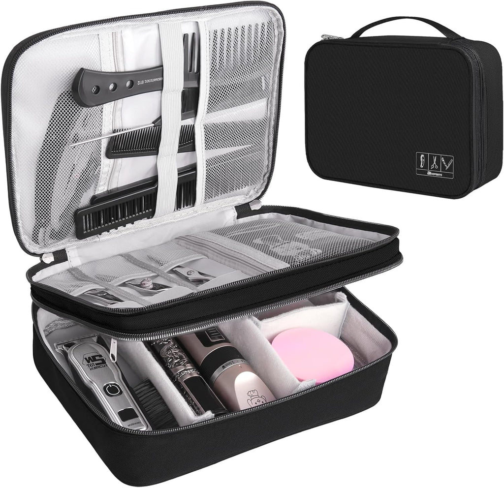 Barber Case Barber Tool Bags Barber clipper Bag Barber Cases for Clippers and Supplies Professional Barber Accessories Kit Hair Cutting Scissors Storage Bag Shaving Kits (Black)