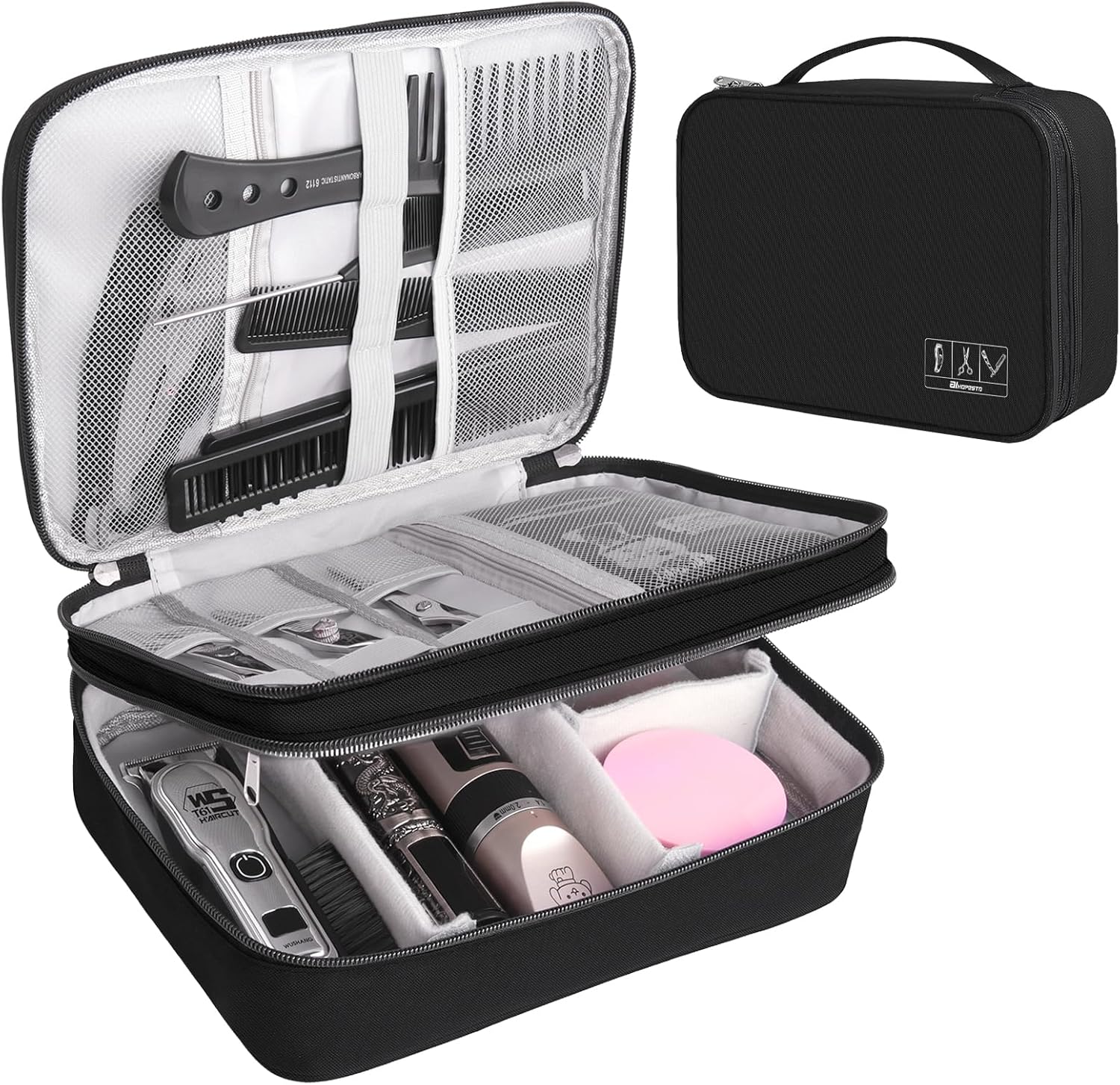 Barber Case Barber Tool Bags Barber clipper Bag Barber Cases for Clippers and Supplies Professional Barber Accessories Kit Hair Cutting Scissors Storage Bag Shaving Kits (Black)