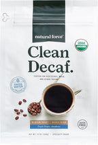 Natural Force - Organic Clean Decaf Coffee, Mold & Mycotoxin Free, Lab Tested for Toxins & Purity, Low Acidity, Whole Bean Swiss Water Decaf Medium Roast, 12 oz