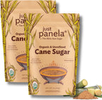 Just Panela Organic Unrefined Cane Sugar - 1 Pound, Pack of 2 - Sweeten Your Coffee with Natural Panela - Unprocessed and Handcrafted Cane Sugar with Intact Natural Minerals - Jaggery Powder