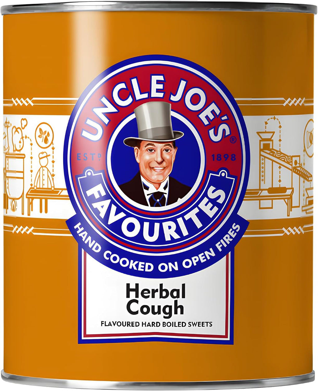 Uncle Joe's Herbal Cough Drops 120g Tin (4.23 Oz) | Vegan Individually Wrapped Hard Boiled Sweets | Old Fashioned British Hard Candy | English Candy Gift Tin | Natural Flavors, Imported from UK