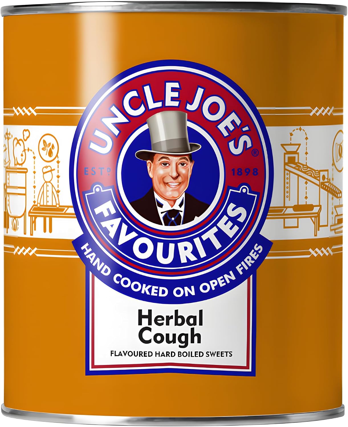 Uncle Joe's Herbal Cough Drops 120g Tin (4.23 Oz) | Vegan Individually Wrapped Hard Boiled Sweets | Old Fashioned British Hard Candy | English Candy Gift Tin | Natural Flavors, Imported from UK