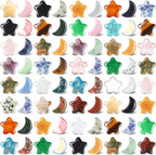 Nuenen 72 Pieces 0.8 inch Star and Moon Worry Stones Crystal Bulk Moon Shaped Thumb Gemstones Polished Pocket Star Palm Stones Bulk for Witchcraft Meditation Reiki Balancing Decor