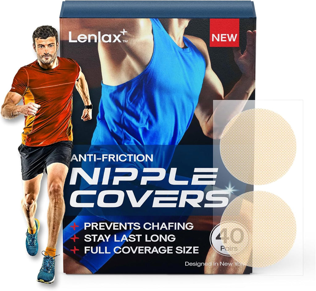 Running Nipple Covers Men - 12 Hours+ Long Lasting, Strong Adhesive Nipple Tape - No Show Under Shirt - Mens Nipple Covers