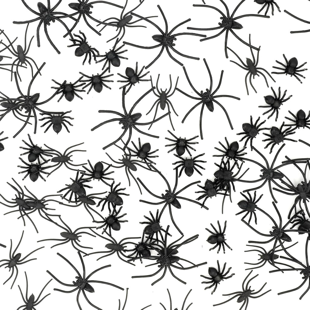 Plastic Spiders Halloween, 100 PCS Black Fake Spiders Halloween Decorations, Mini Spiders Halloween Decor Small Plastic Spiders Bulk Realistic Spider Tiny Spiders Halloween Fun bugs and Spiders Toys