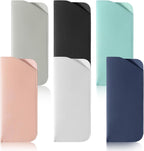 6 Pack Soft Eyeglass Cases for Women, Slim Reading Eyeglasses Cases Leather Eyeglass Case Portable Pu Leather Glasses Sunglass Pouch Travel Glass Case for Men Woman（6 Colors）
