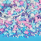 Edible Mermaid Sprinkles,130g/4.58oz,Sugar Pearl Stars Jimmies Mix,Pearl Candy Ocean Sprinkles,Summer Baking Cake Fun Decorations,Perfect for Ice Cream,Cookies,Dessert,Cupcake Topper,Birthday Children's Anime Theme Party Supplies