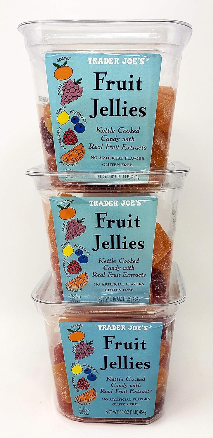 Trader Joes Fruit Jellies Gluten Free - Pack of 3 Tubs - 16 oz per Tub