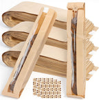 150 Pack Baguette Bags with Clear Front Window and 150 Seal Stickers, 23x4x1.6 Inch Paper Bread Bags for Homemade Sourdough, Bakery Storage and Party Packaging