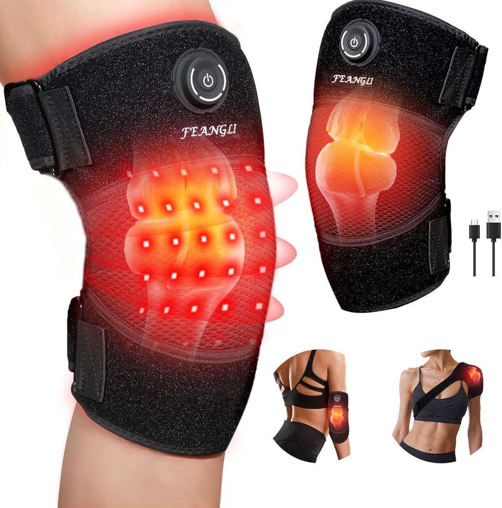 Red-Light-Therapy, Infrared Light Knee Brace Wireless Rechargeable for Knee Shoulder Pain Relief, 660nm & 850nm Infrared Therapy Heated Device for Knee/Shoulder/Joint/Elbow, Gifts for Women Men